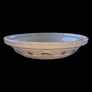 Longaberger Pottery Woven Traditions Classic Red 10" Pie Plate Cottagecore